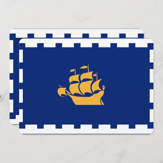 Patriotic  invitations with Flag of Quebec City Kaart (Voorkant / Achterkant)