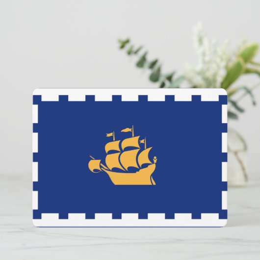 Patriotic  invitations with Flag of Quebec City Kaart (Staand voorkant)