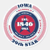 Patriotic Iowa Circle Design Sticker (Voorkant)