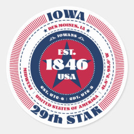 Patriotic Iowa Circle Design Sticker