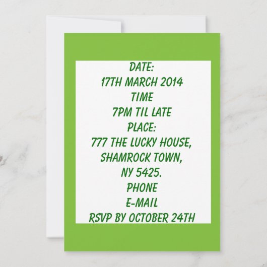 Patriotic Irish Egg Party Kaart (Achterkant)