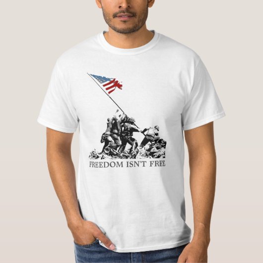 Patriotic Iwo Jima American Flag Freedom WWII T-shirt (Voorkant)