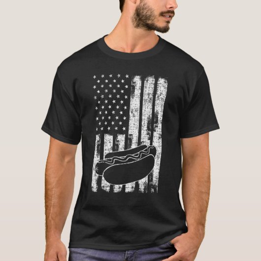 Patriotic July 4th Picnics USA Flag Hotdog Wieners T-shirt (Voorkant)