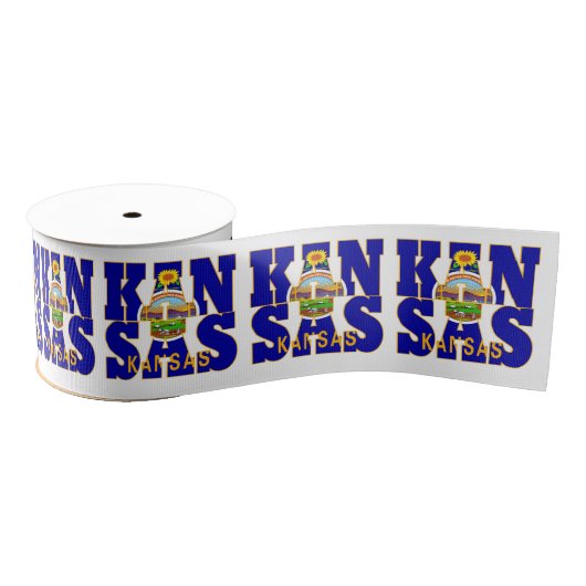 Patriotic Kansas state flag typografie Grosgrain Lint (Spoel)