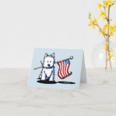 Patriotic KiniArt Westie USA Flag Kaart (Gele Bloem)