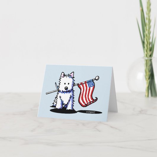 Patriotic KiniArt Westie USA Flag Kaart (Voorkant)