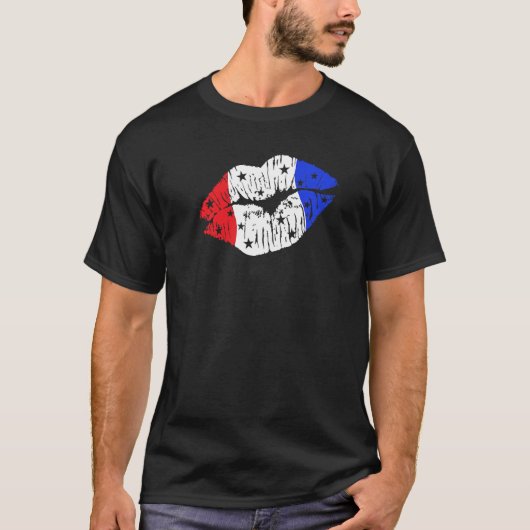 Patriotic Kiss on the Red White and Blue Lips USA T-shirt (Voorkant)