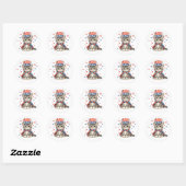 Patriotic Kitten Red White Blue Ronde Sticker (Vel)