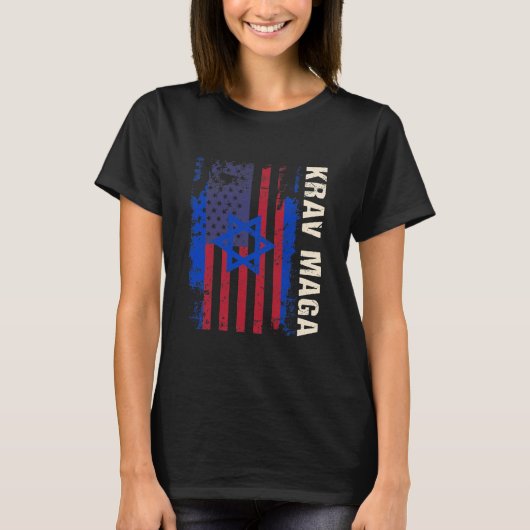 Patriotic Krav Maga Us Vlag Israël T-shirt (Voorkant)