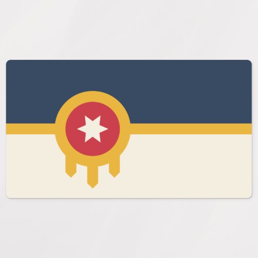 Patriotic labels with flag of Tulsa, Oklahoma (Design 1)