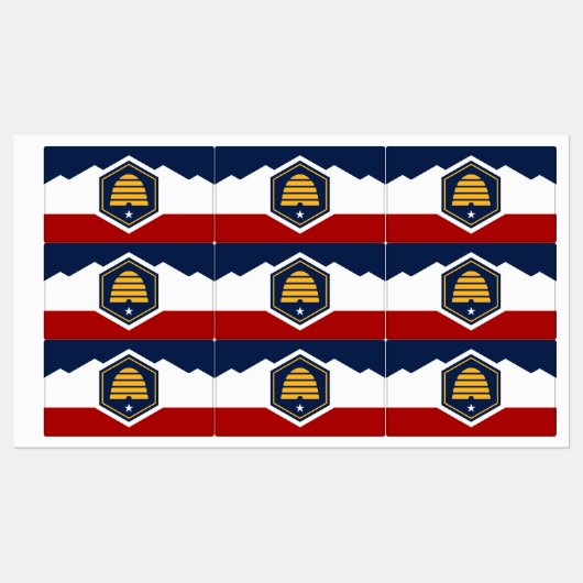 Patriotic labels with flag of Utah, USA