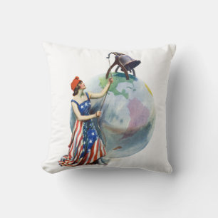  Patriotic Lady Liberty Magazine Hoesje Art Kussen