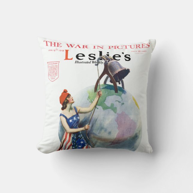  Patriotic Lady Liberty Magazine Hoesje Art Kussen (Voorkant)