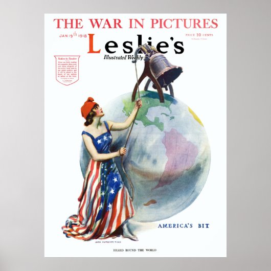  Patriotic Lady Liberty Magazine Hoesje Art Poster (Voorkant)
