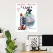  Patriotic Lady Liberty Magazine Hoesje Art Poster (Thuiskantoor)