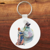  Patriotic Lady Liberty Magazine Hoesje Art Sleutelhanger (Voorkant)