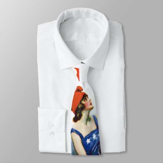  Patriotic Lady Liberty Magazine Hoesje Art Stropdas (Gebonden)