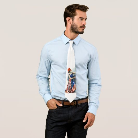  Patriotic Lady Liberty Magazine Hoesje Art Stropdas (In situ)