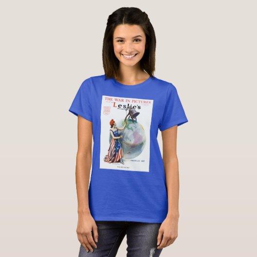  Patriotic Lady Liberty Magazine Hoesje Art T-shirt (Voorkant volledig)