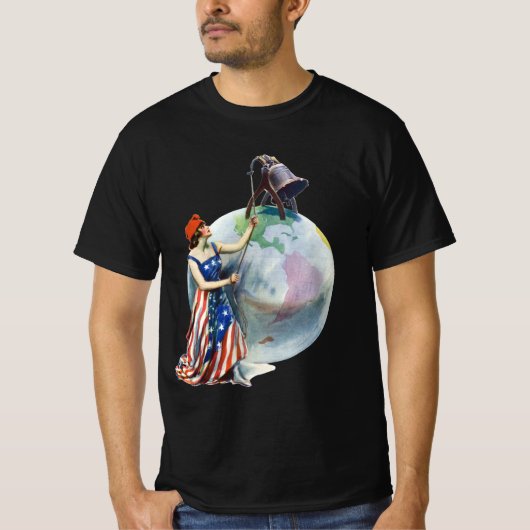  Patriotic Lady Liberty Magazine Hoesje Art T-shirt (Voorkant)