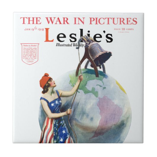  Patriotic Lady Liberty Magazine Hoesje Art Tegeltje (Voorkant)