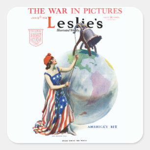 Patriotic Lady Liberty Magazine Hoesje Art Vierkante Sticker