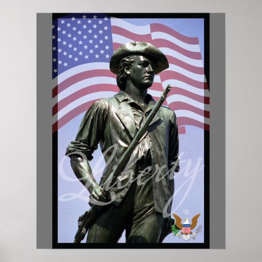 Patriotic Liberty Minuteman with Defense Emblem Poster (Voorkant)