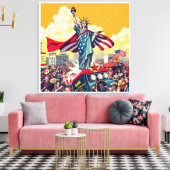 Patriotic Liberty Parade – Vintage 4 juli Canvas Afdruk (Insitu (Woonkamer))