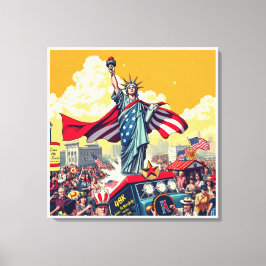 Patriotic Liberty Parade – Vintage 4 juli Canvas Afdruk