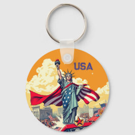 Patriotic Liberty Parade – Vintage 4 juli Sleutelhanger