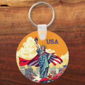 Patriotic Liberty Parade – Vintage 4 juli Sleutelhanger (Voorkant)