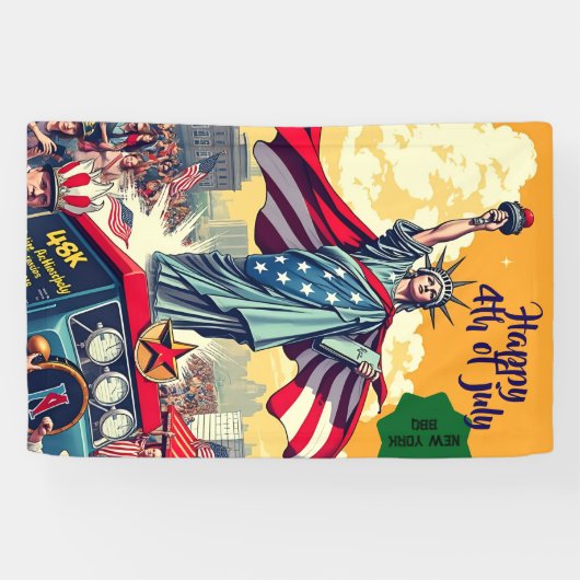 Patriotic Liberty Parade – Vintage 4 juli Verenigd Spandoek (Horizontaal)