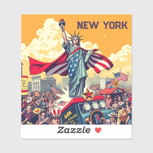 Patriotic Liberty Parade – Vintage 4 juli Verenigd Sticker (Vel)