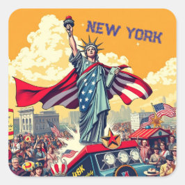 Patriotic Liberty Parade – Vintage 4 juli Verenigd Vierkante Sticker