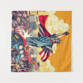 Patriotic Liberty Parade – Vintage 4 juli Wandkleed (Voorkant (horizontaal))