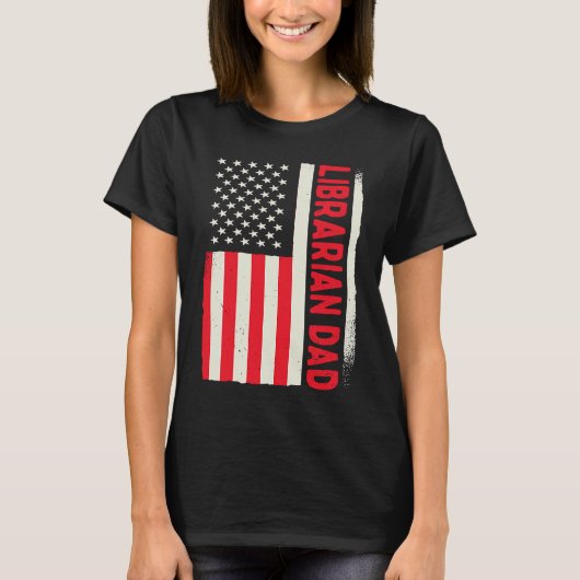 Patriotic Library Book Reading Librarian Dad Ameri T-shirt (Voorkant)