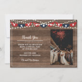 Patriotic Lights Lijst Vierde bannerbruiloft Bedankkaart (Voorkant)