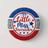 Patriotic Little Miss Firecracker Glittery Ronde Button 5,7 Cm (Voorkant)