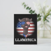 Patriotic Llama USA American Flag op 4 juli Briefkaart (Staand voorkant)