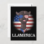 Patriotic Llama USA American Flag op 4 juli Briefkaart (Voorkant / Achterkant)