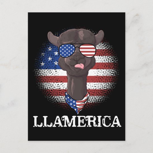 Patriotic Llama USA American Flag op 4 juli Briefkaart (Voorkant)