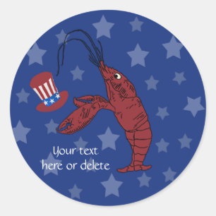 Patriotic Lobster Crawfish Ronde Sticker