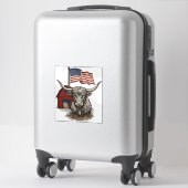 Patriotic Longhorn Cow and Red Barn Vector Design_ Sticker (Koffer)
