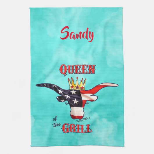 Patriotic Longhorn Koe Kitchen Towels Theedoek (Verticaal)