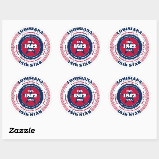 Patriotic Louisiana Circle Design Sticker (Vel)