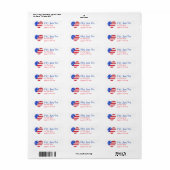 Patriotic Love USA American Flag Heart Red Blue Etiket (Full Sheet)