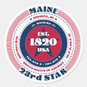 Patriotic Maine Circle Design Sticker (Voorkant)