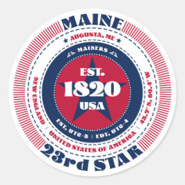 Patriotic Maine Circle Design Sticker