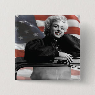 Patriotic Marilyn Vierkante Button 5,1 Cm