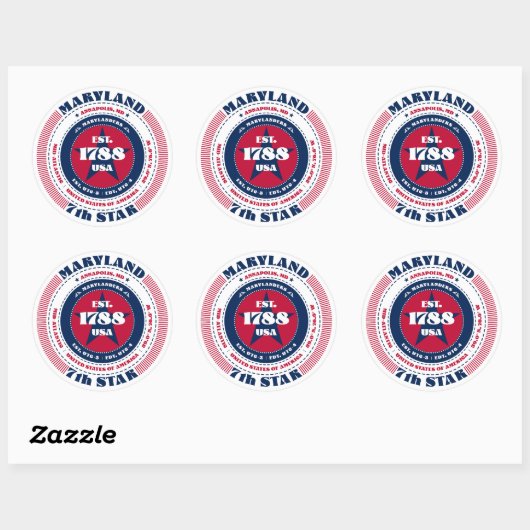 Patriotic Maryland Circle Design Sticker (Vel)
